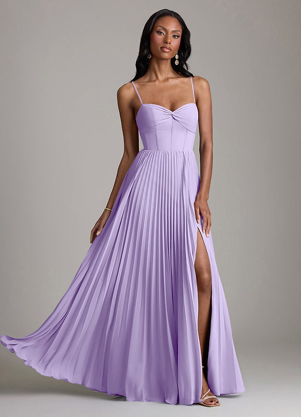 Azazie Akiko Abiti da Damigella Abito A-Line in Chiffon Scollo a Cuore Lilla image1