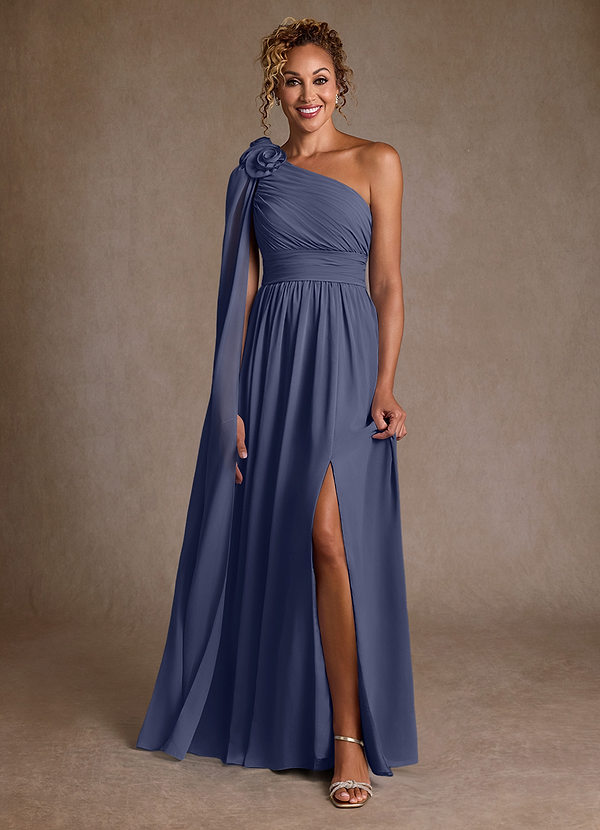 Azazie Lancaster Abiti da Mamma Sposa Abito A-Line in Chiffon Monospalla Stormy image1