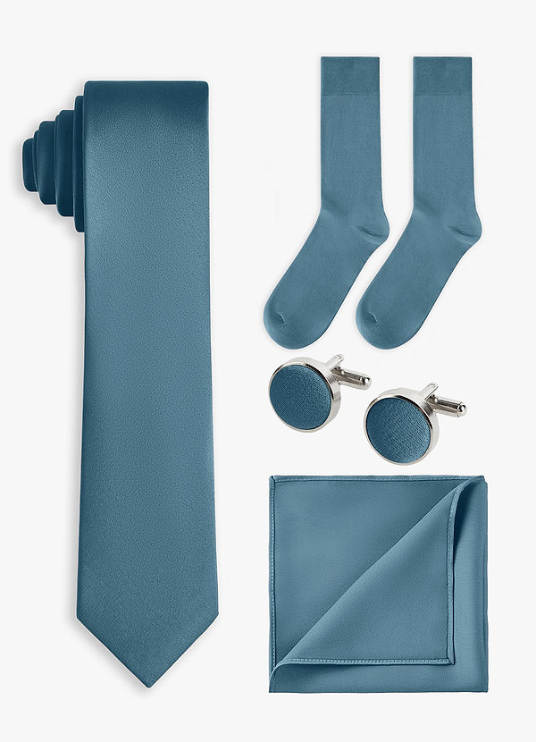 Matching color 4-Piece Stretch Satin Skinny Tie Set front