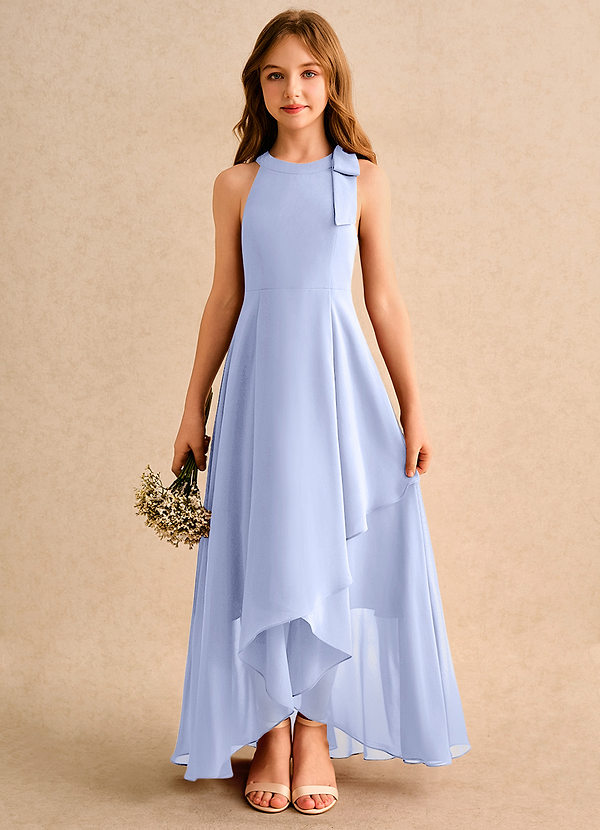 Azazie Boop Girls Formal Abiti da Ragazza di Fiori Abito A-Line in Chiffon Fiocco Ghiaccio image1