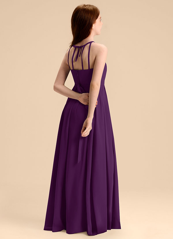 Azazie Arianthe Junior Abito A-Line in Chiffon Plissettato Uva image1