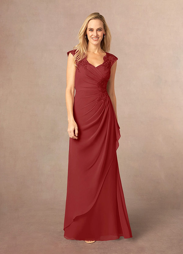 Azazie Gladys Mother of the Brides Dresses Rust A-Line Queen Anne Lace Chiffon Dress image1