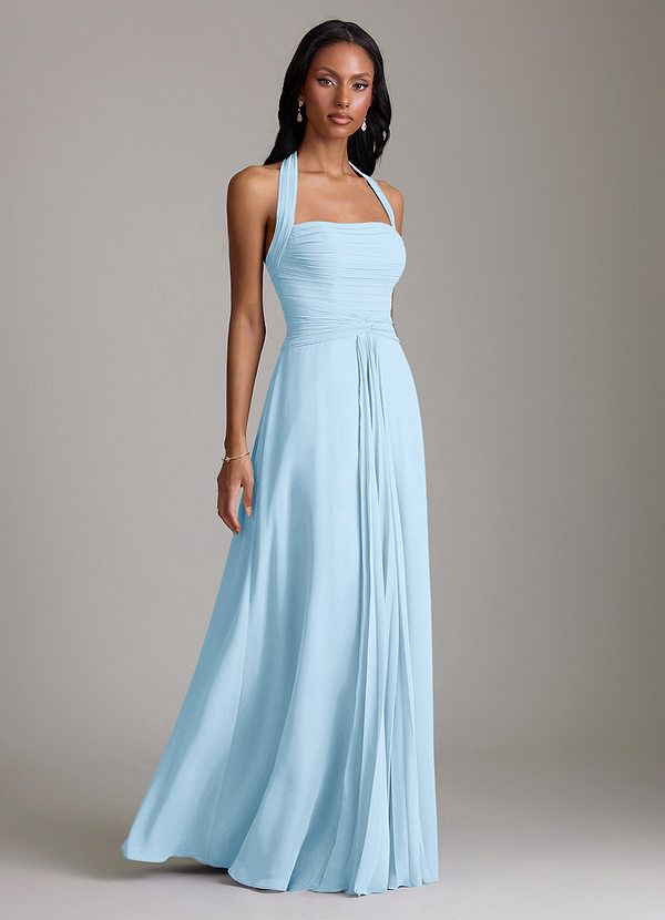 Azazie Clarisa Bridesmaid Dresses Sky Blue A-Line Pleated Chiffon Dress image1