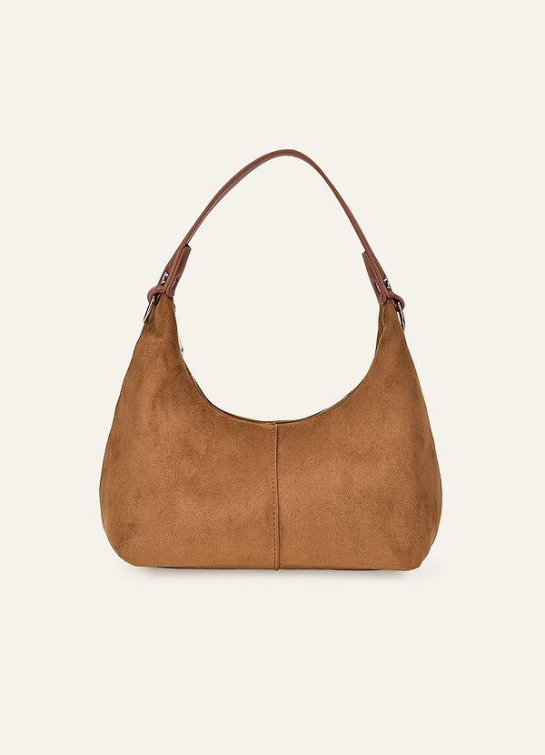 front Suede Hobo Bag with Detachable Strap