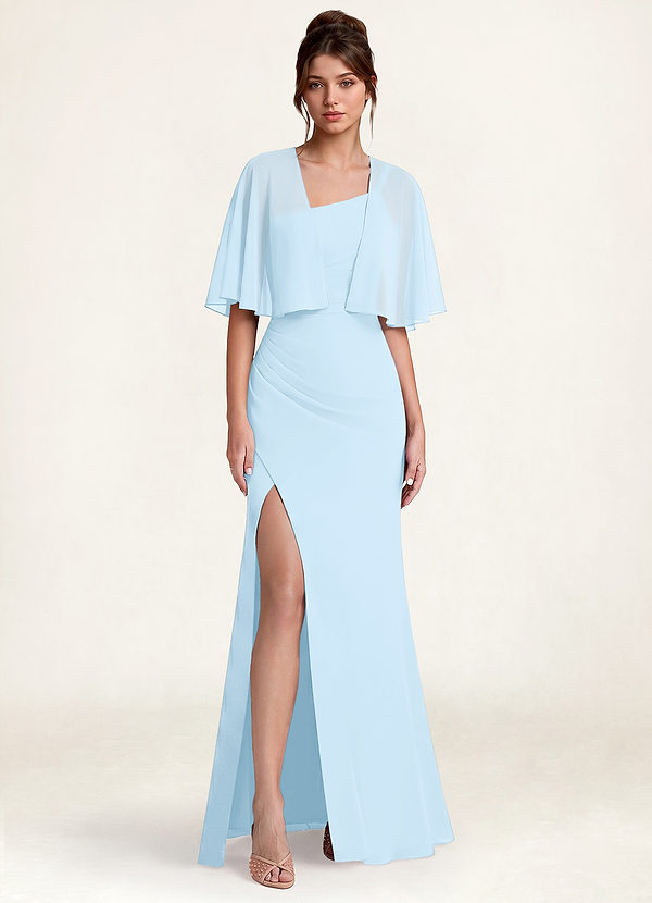 front Azazie Matching Color Chiffon Short Cape Shawl