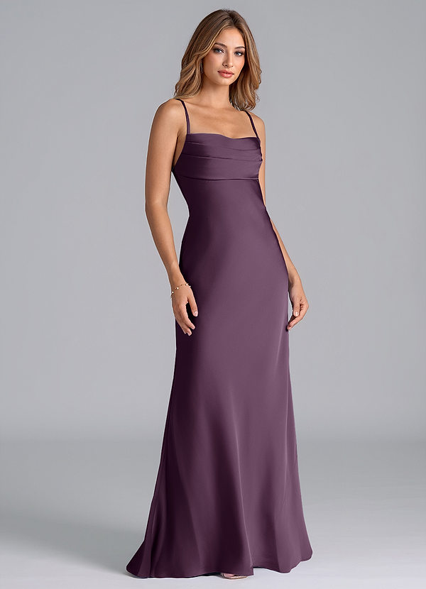 Azazie Seema Brudtärneklänningar Klä av Sjöjungfru i Stretch Satin Korsett Plommon image1