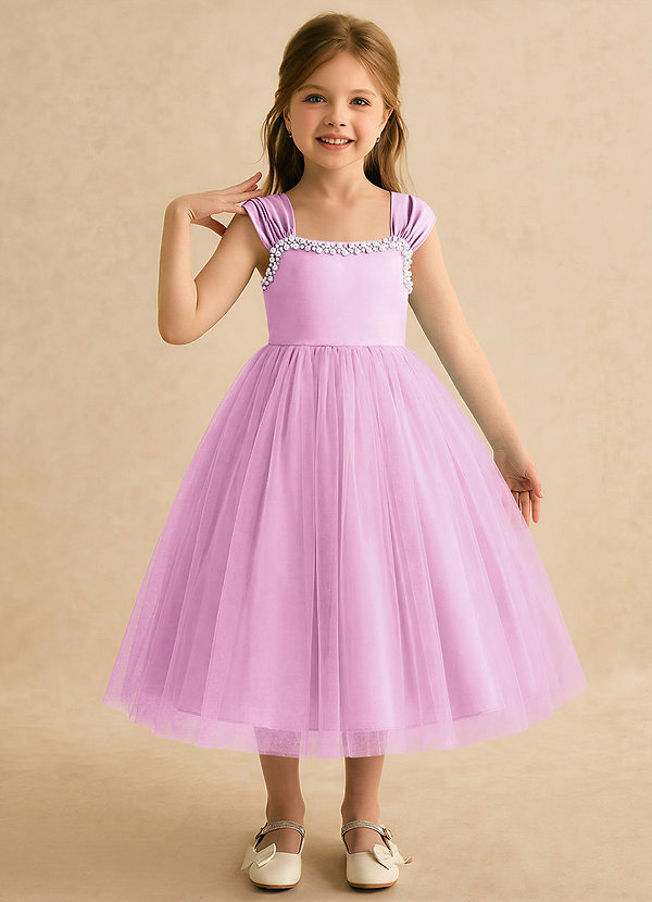 Azazie Yosemite Flower Girl Dresses Candy Pink Ball-Gown Sweetheart Neckline Tulle Dress image1
