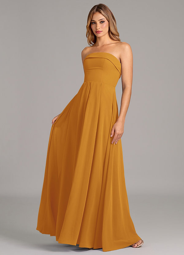 Azazie Lucienne Brudtärneklänningar Klänning av A-Linje i Chiffong Axelbandslös Knäck Konvertibel image1