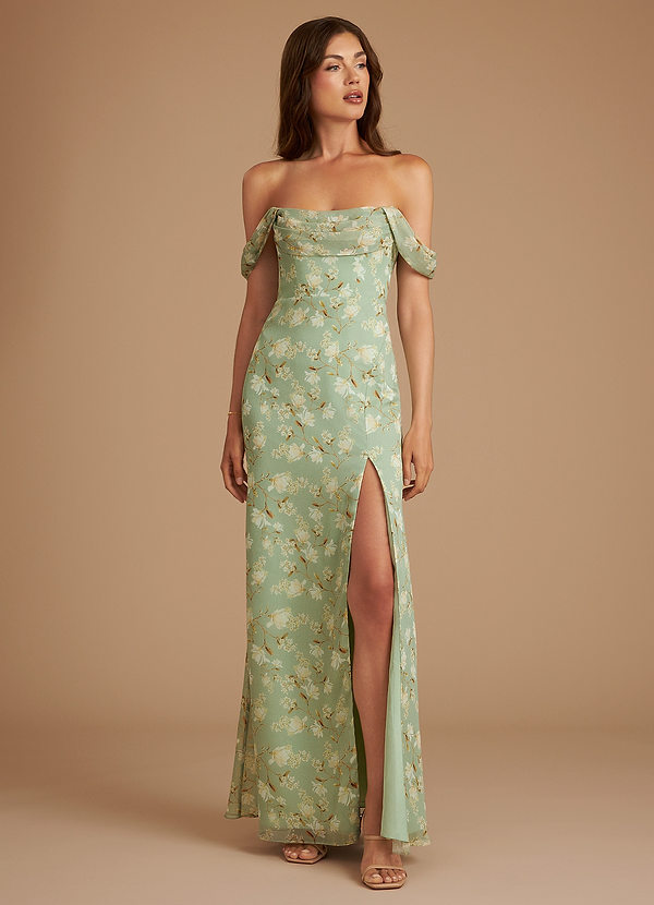 Azazie Saige Bridesmaid Dresses Agave Bloom Floral A-Line Off the Shoulder Bloom Convertible Dress image1