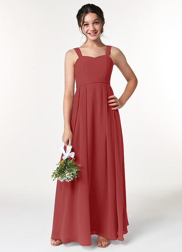 Azazie Simoan Junior Rust A-Line Sweetheart Neckline Chiffon Dress image1