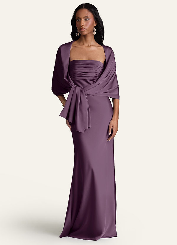 front Azazie Chal De Satén Elástico Aleena En Colores A Juego