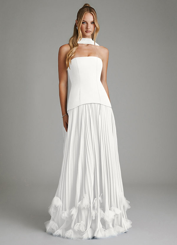 Azazie Alex Bridesmaid Dresses White A-Line Corset Chiffon Dress image1