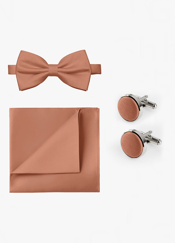 front Matching Bow Tie & Pocket Square & Cuff Links Set