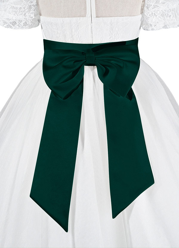 front Matching Color Matte Satin Sash with Back Bow