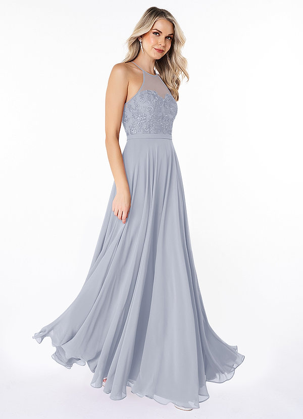 Azazie Kinsey Bridesmaid Dresses A-Line Lace Chiffon Floor-Length Dress image1