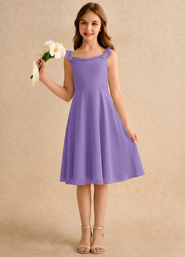 Azazie Pup Girls Formal Blommflicksklänningar Klänning A-linje i Chiffong Plisserad image1