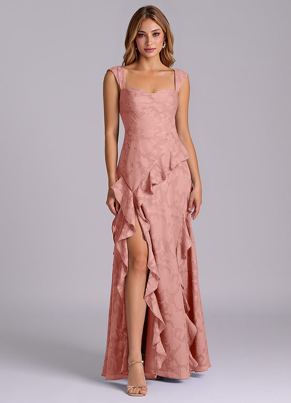 Sloane Bridesmaid Dresses Rosette A-Line Sweetheart Neckline Floral Burnout Dress image1