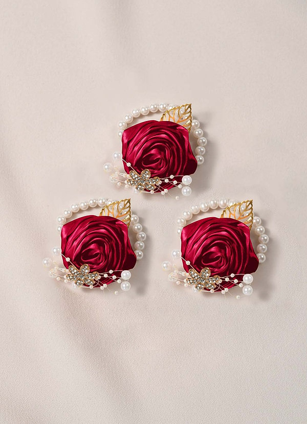 front Corpete de pulso para madrinhas de casamento com 3 peças e pulseira de pérolas