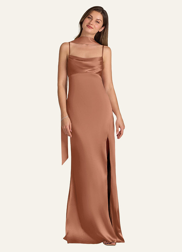 front Azazie Matching Color Matte Satin Scarf