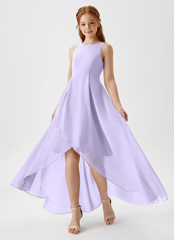 Azazie Lizette Junior Lilac A-Line Pleated Chiffon Dress image1