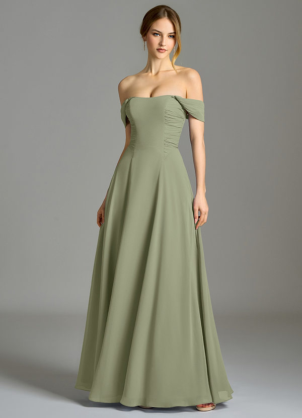Azazie Oasis Bridesmaid Dresses Pistachio A-Line with Pockets Chiffon Dress image1