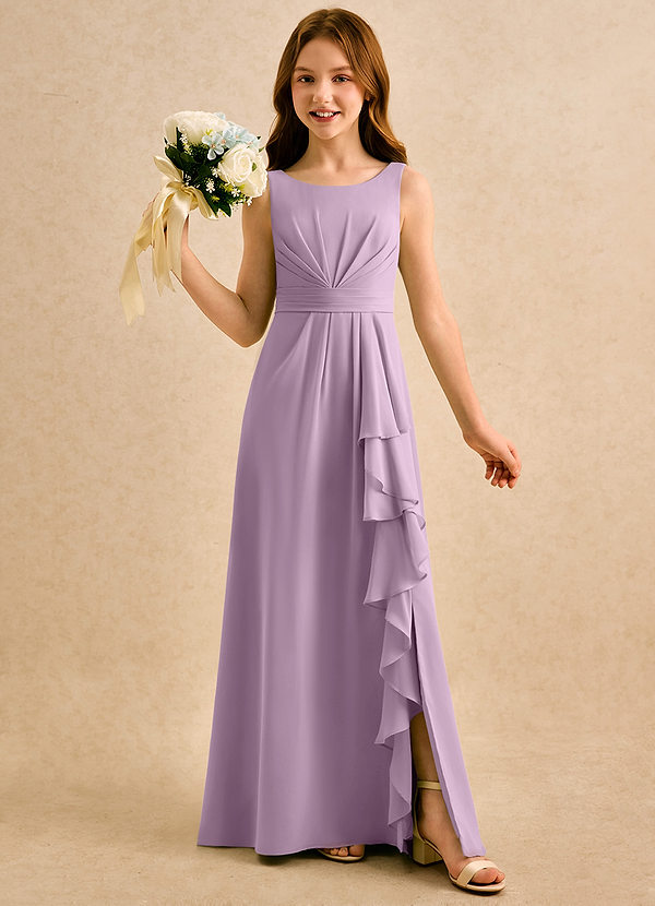 Azazie Chibi Girls Formal Flower Girl Dresses Wisteria A-Line Pleated Chiffon Dress image1