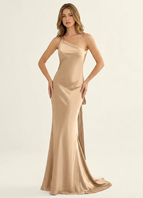 Persephone Champagne Satin Prom Dress image1
