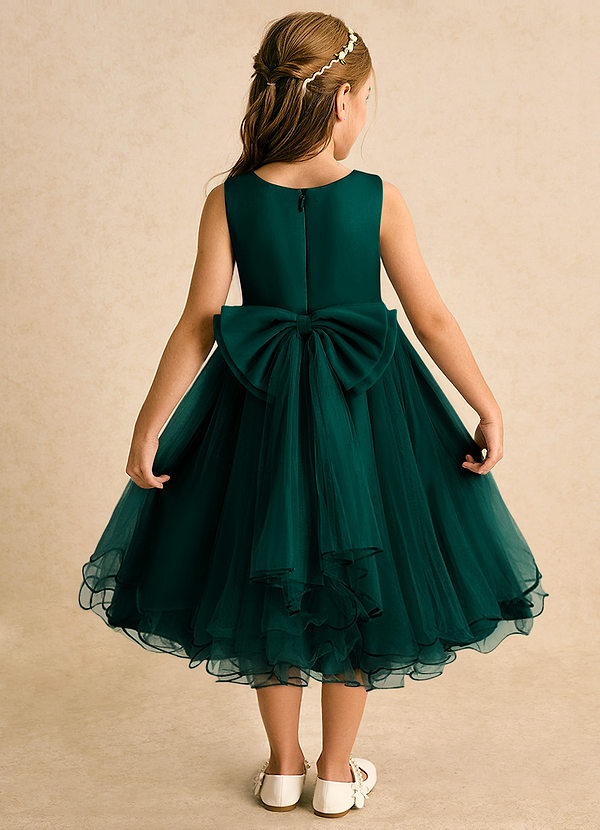 Azazie Lass Vestidos de Niña de Flores Vestido de Pino de Tul de Corte En A con Lazo image1