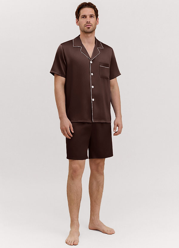 front Ganache Miesten satiinista valmistettu lyhythihainen pyjama-setti