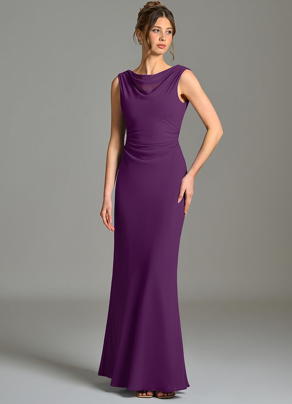 Azazie Kieryn Bridesmaid Dresses Grape Mermaid Pleated Chiffon Dress image1