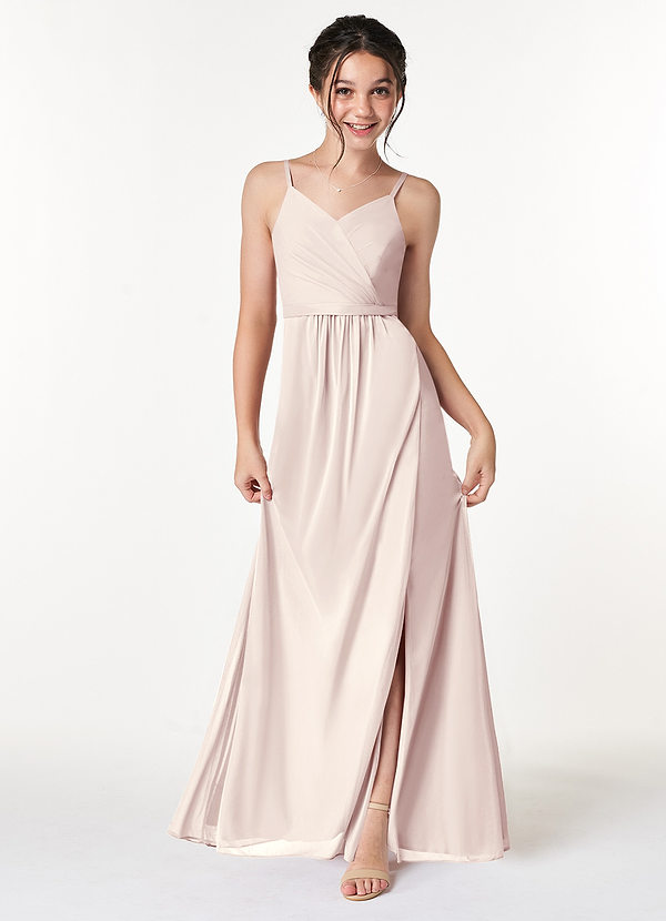 Azazie Luxy Junior Rose Petal Pleated Mesh Dress image1