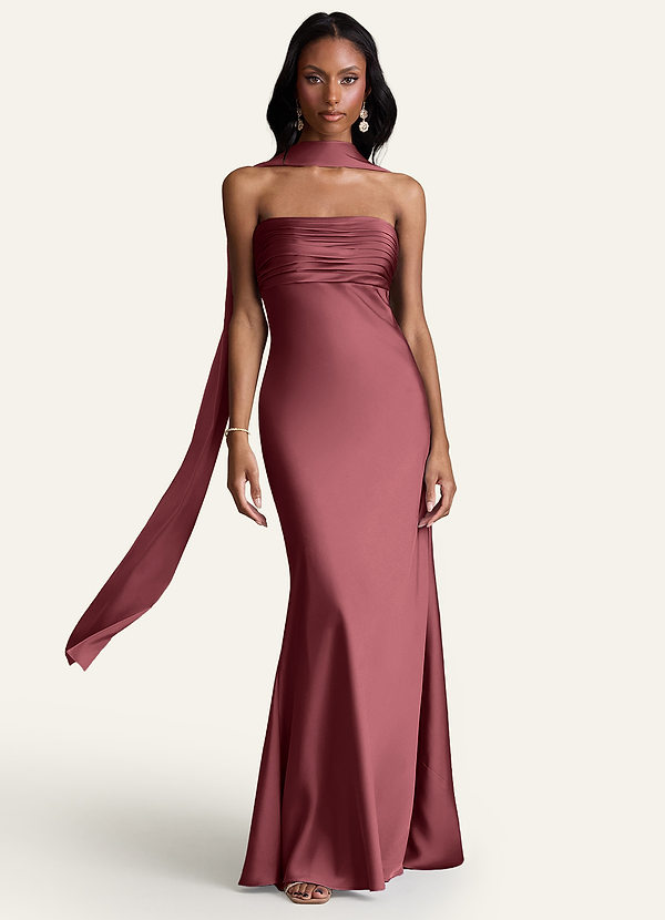 front Azazie Matching Color Stretch Satin Scarf