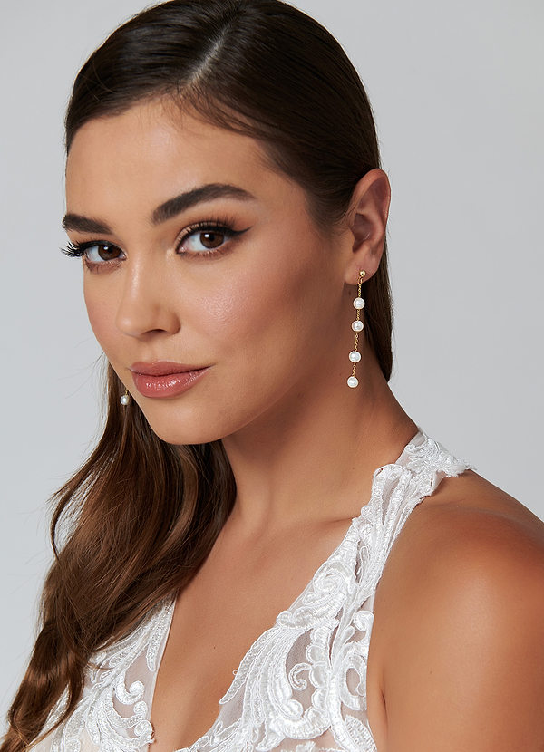 back Golden Pearl Drop Earrings