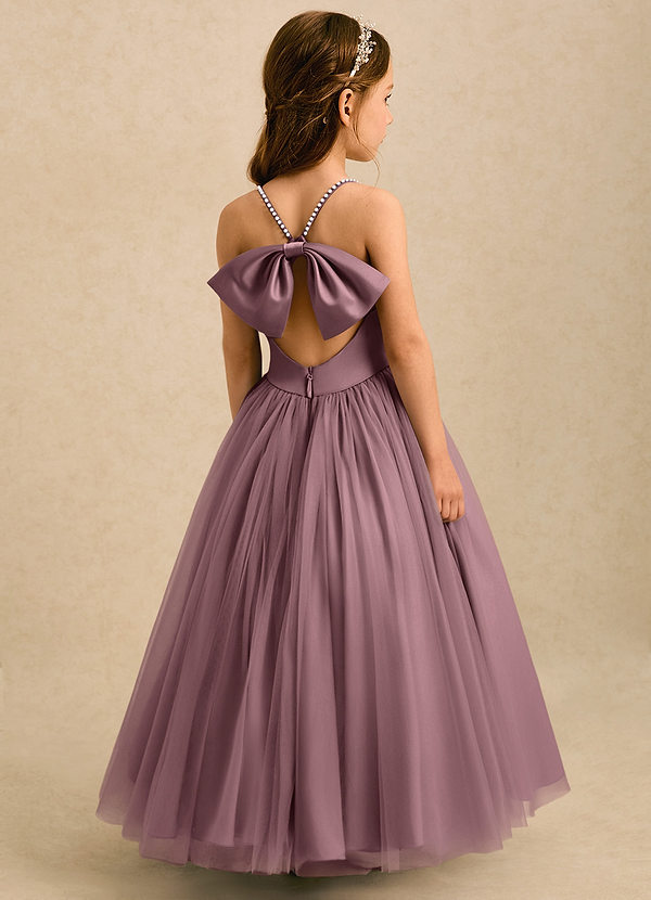 Azazie Aurora Blumenkinder Kleider A-Linie Schleifen Tüll Kleid Vintage Mauve image1