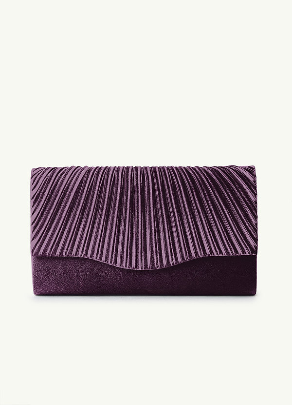 front Pochette a busta in raso metallizzato plissettato in tinta