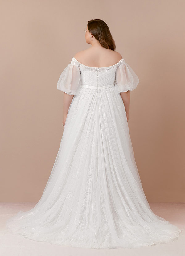 Azazie Vendela Wedding Dresses Ball-Gown Sequins Tulle Chapel Train Dress image2