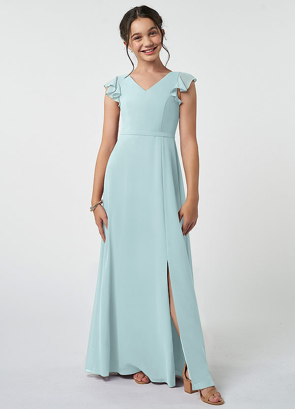 Azazie Claudine Junior Mist A-Line Pleated Chiffon Dress image1