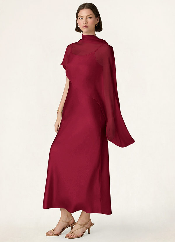 front Azazie Matching Color Chiffon Bias Cut Cape