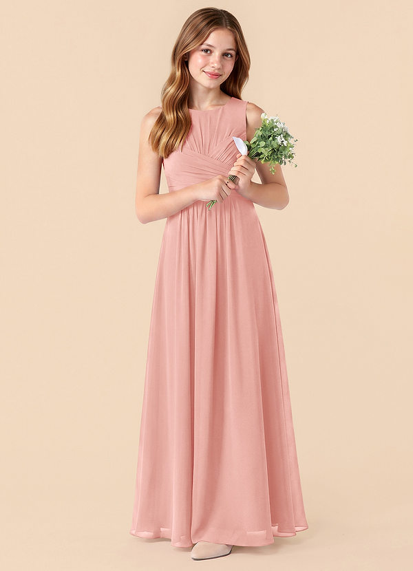 Skyla Junior Rosette A-Line Pleated Chiffon Dress image1