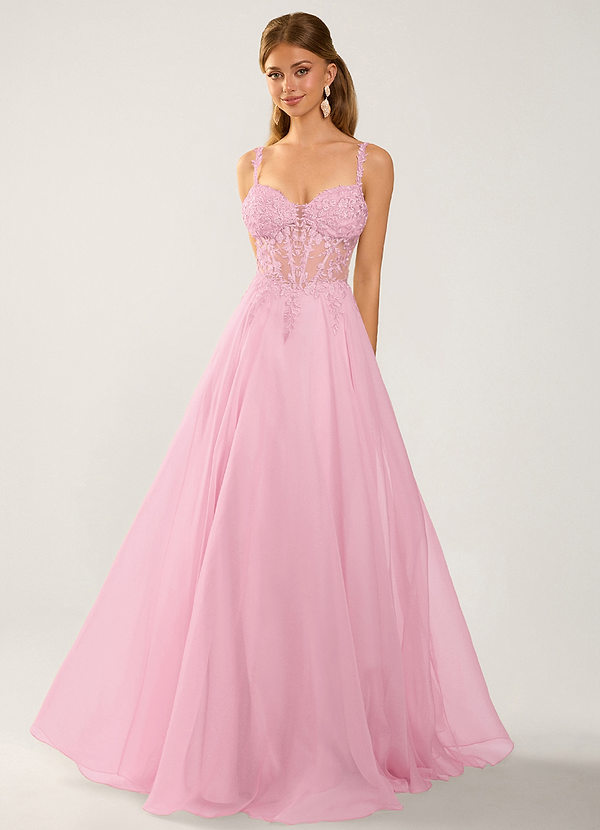 Persefen Różowy Suknia balowa z koronką i tiulem image1