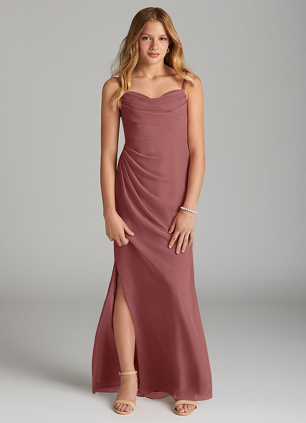 Azazie Mai Junior Amethyst Sheath Pleated Chiffon Dress image1