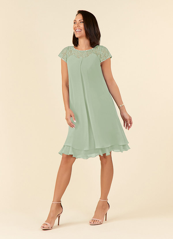 Azazie Tess Mother of the Brides Dresses Dusty Sage Empire Sequins Chiffon Dress image1