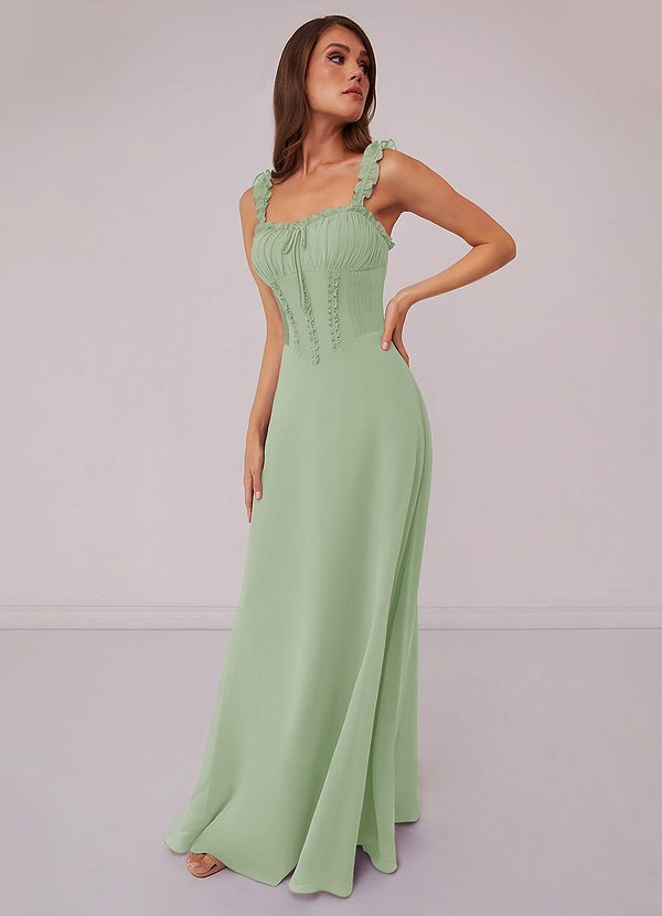 Barbie ♥ Azazie Bridesmaid Dresses Dusty Sage A-Line Sweetheart Neckline Chiffon Dress image1
