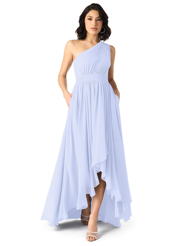 Azazie Mathilda Bridesmaid Dresses Lavender A-Line One Shoulder Chiffon Dress image1