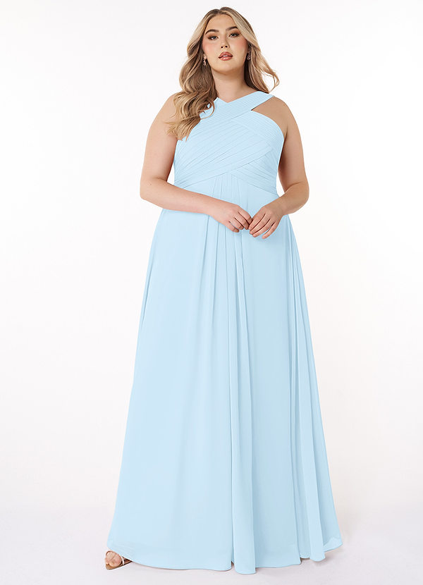 Azazie Kaleigh Bridesmaid Dresses Sky Blue A-Line Pleated Chiffon Dress image1