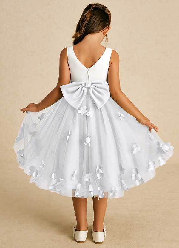 Azazie Sprout Flower Girl Dresses White A-Line Bow Tulle Dress image1