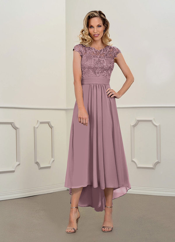 Azazie Amara Dusty Rose A-Line Lace Dress | Azazie