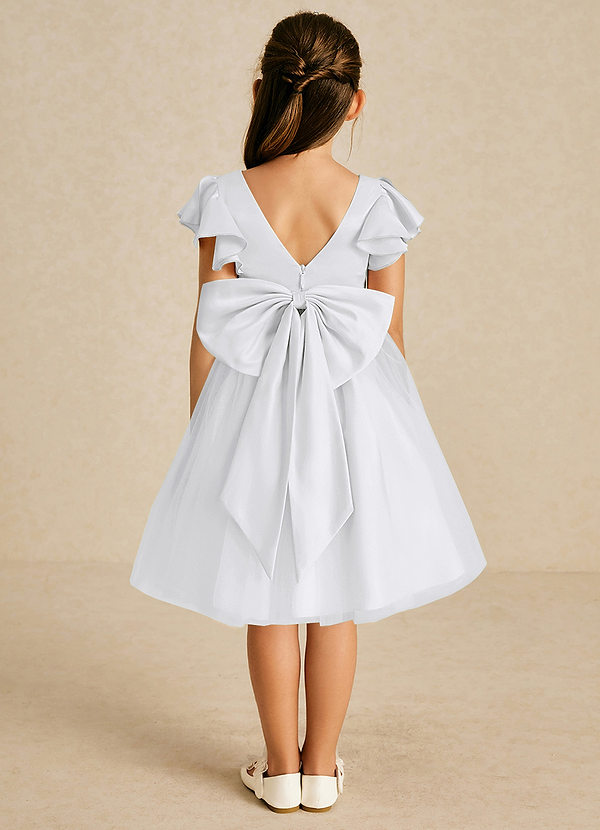Azazie Kaeya Flower Girl Dresses White A-Line Bow Tulle Dress image1