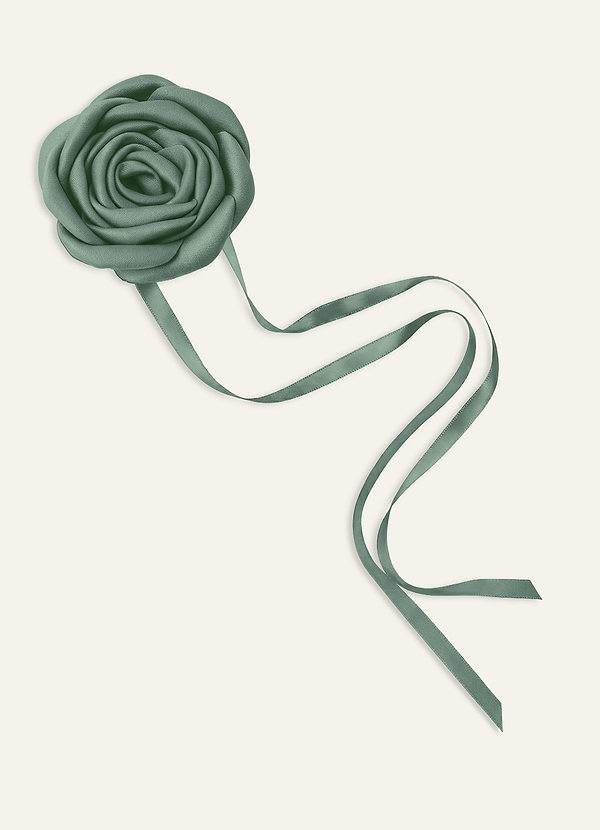 front Matching Color Matte Satin Rose Flower Rope Necklace