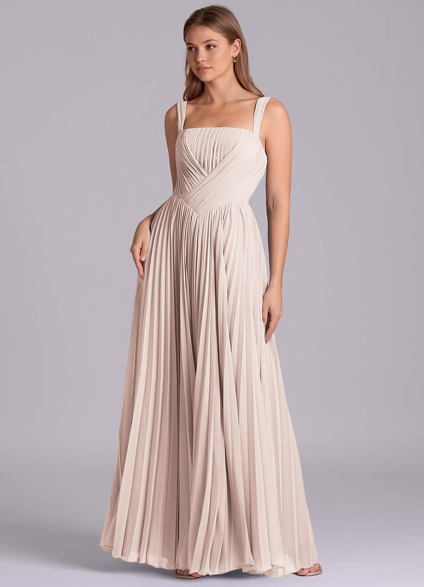 Azazie Mina Vestidos Dama de Honor Vestido de Pétalo De Rosa de Gasa de Corte en A con Plisado image1